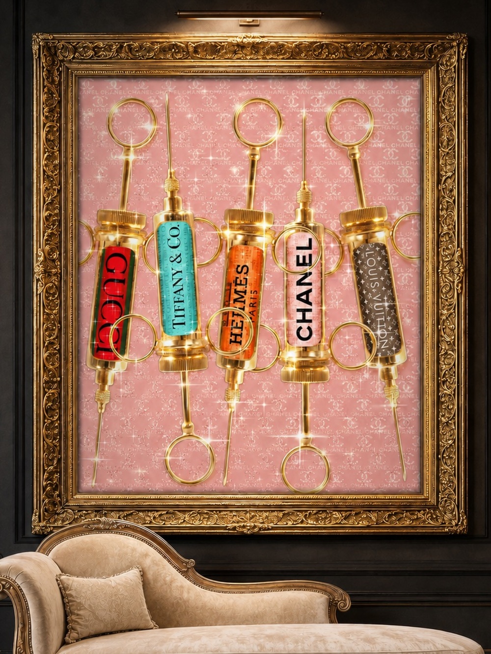 Pink Gold Designer Perfume Syringe Glam Wall Art Print 8x10 Glam  Gallery Print
